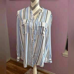 Jones New York Blue and White Striped Top